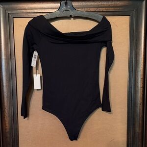 NWT Black Contour Deco Off-Shoulder Bodysuit